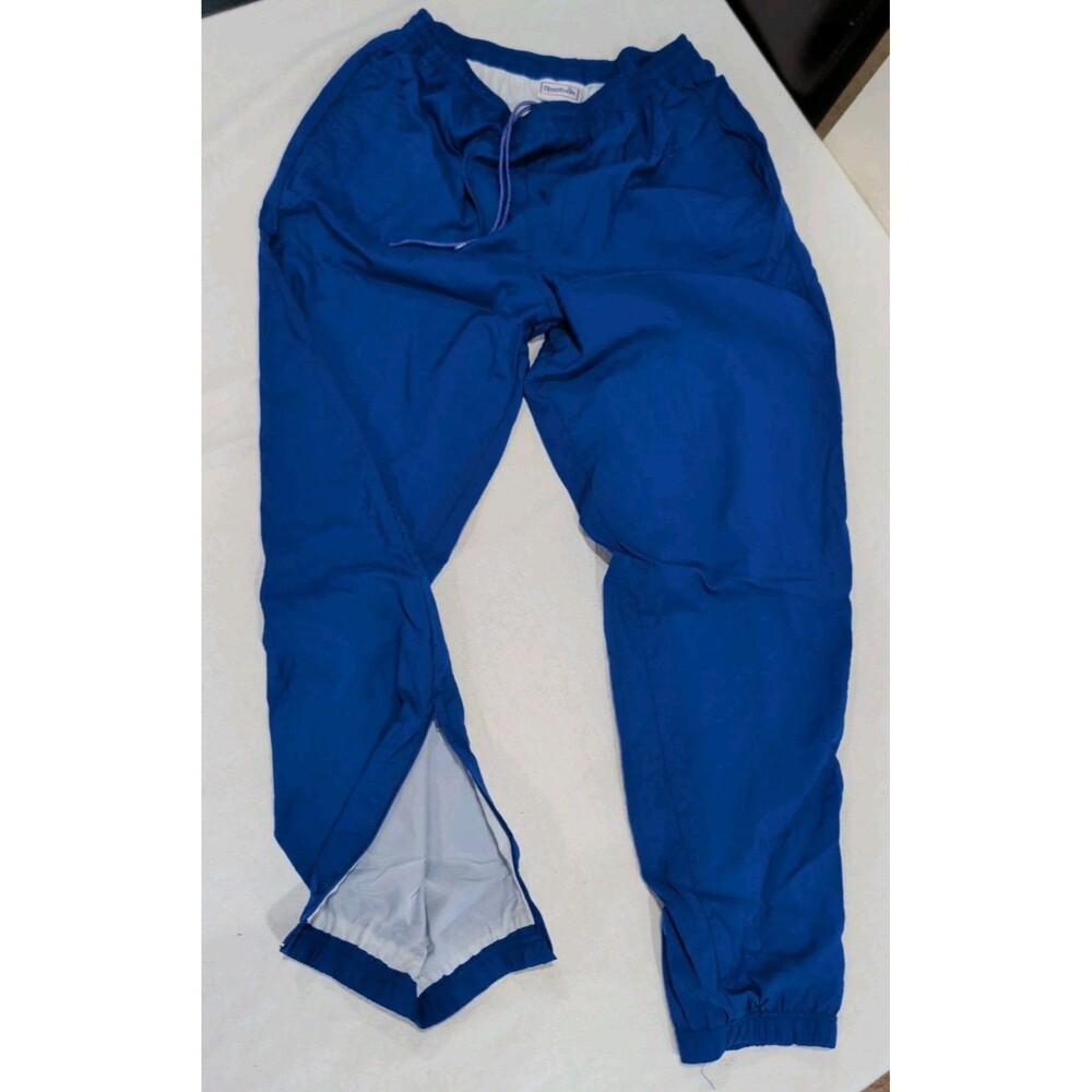 Vintage 90s Reebok Nylon Lined Track Pants Windpants Royal Blue Men's Size Large